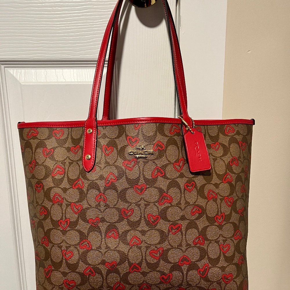 Coach heart print tote